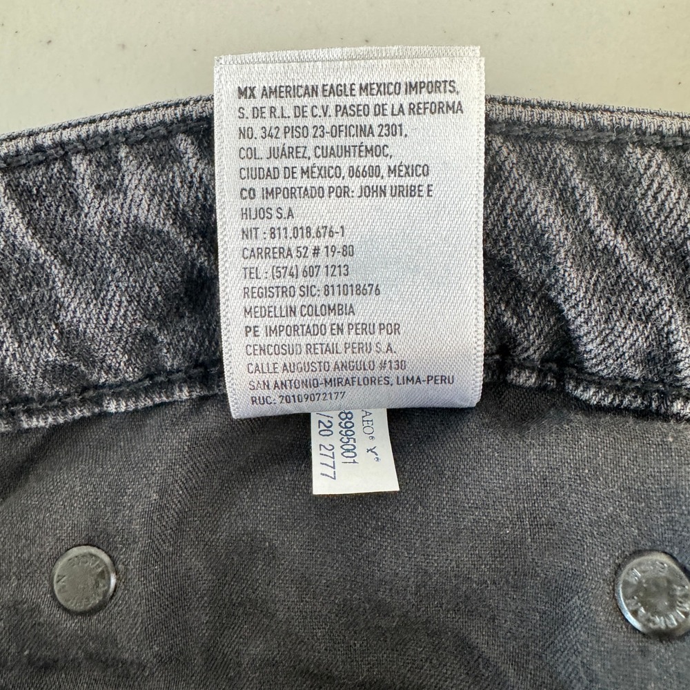 American Eagle Wide Leg Jeans 16L Grey Cotton High Rise Grunge Streetwear Indie - Picture 9 of 16